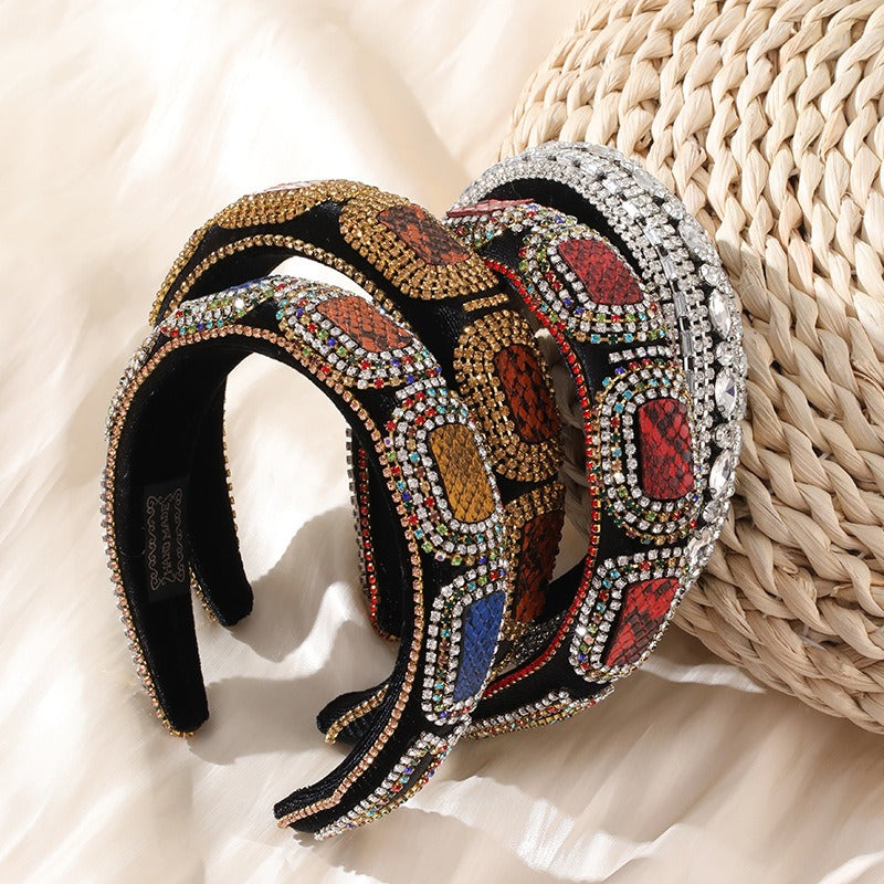 Fashionable colorful diamond sponge hair hoop women's wide brimmed Baroque hair accessories - V.I.P Digital Presence