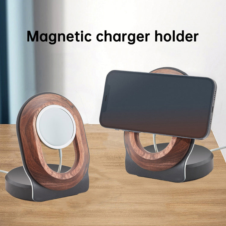 Wooden Desk Shelf Accessories Walnut Wireless Magnetic Charger Wireless Charging Stand For Magsafe - V.I.P Digital Presence