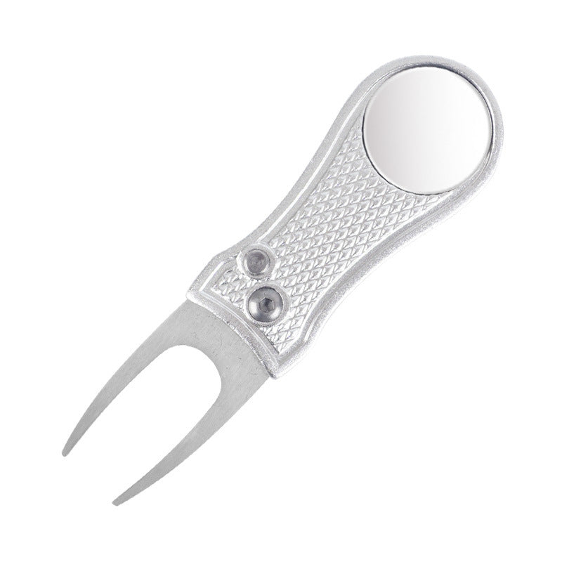 Golf Green Fork Aluminum Handle Folding Spring Repair Tool Gift New