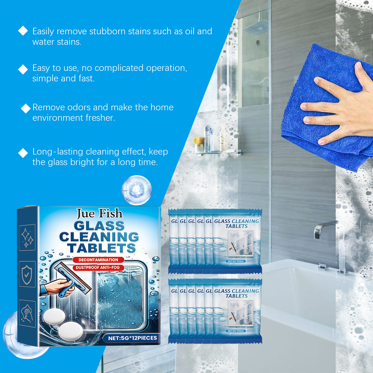 Glass Cleaning Effervescent Sheet, Door And Window Glass Scale Dust Stubborn Stains Clean Mirror Transparent - V.I.P Digital Presence