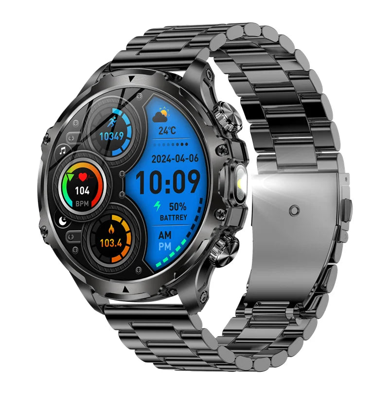AK75 Smart Watch Flashlight Men Outdoors Sports Fitness Tracker 700mah Large Battery BT Calling LED Light Smartwatch - V.I.P Digital Presence