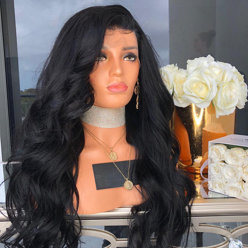 Hair Body Wave Lace Front Wigs for Women Black Color Synthetic Hair Glueless Lace Wigs with Natural Hairline - V.I.P Digital Presence