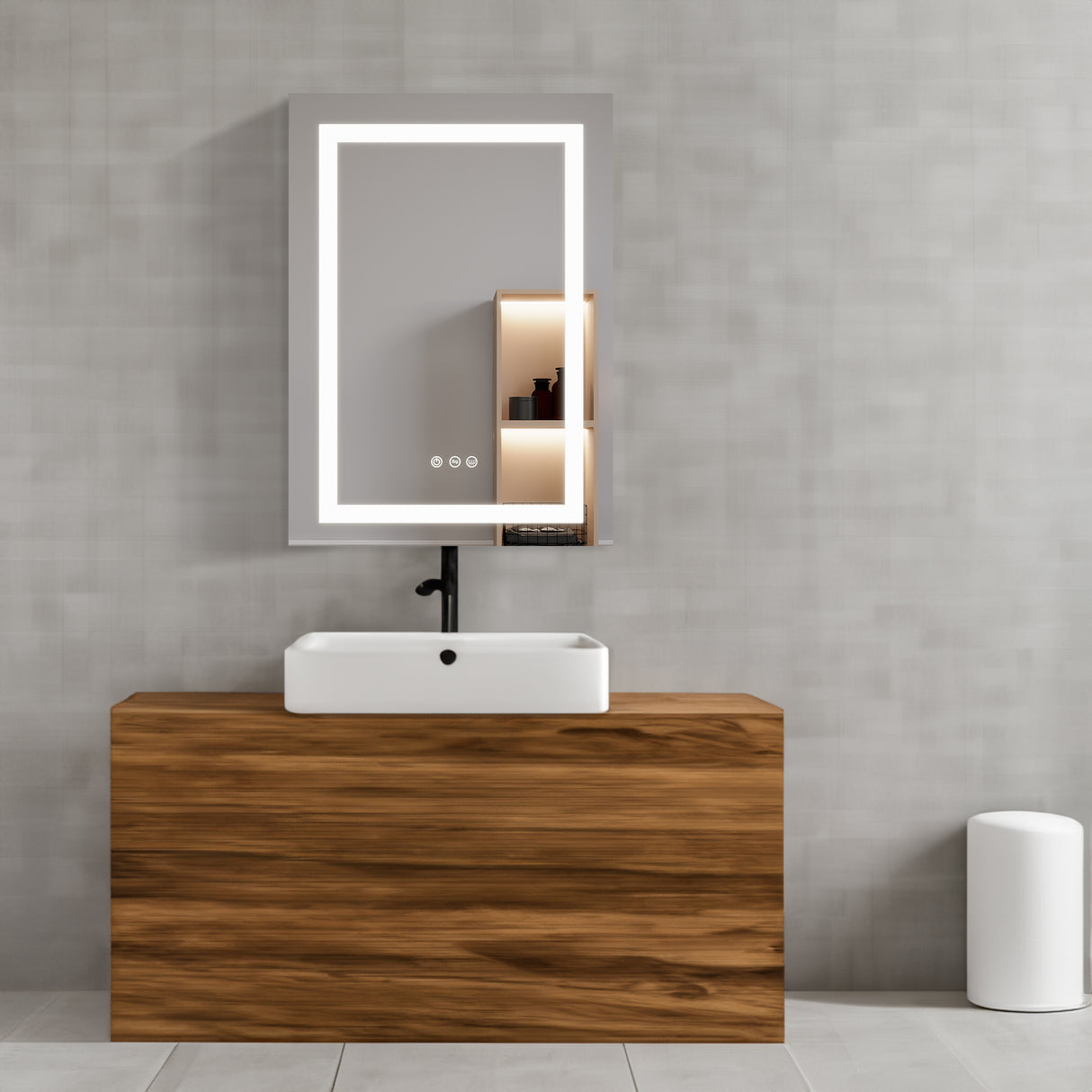 26x20 inch Bathroom Medicine Cabinet with LED Mirror, Anti-Fog, Waterproof3000K~6000K Single Door Lighted Bathroom Cabinet with Touch SwichDimmable Recessed or Surface Mount (Right Door) - V.I.P Digital Presence