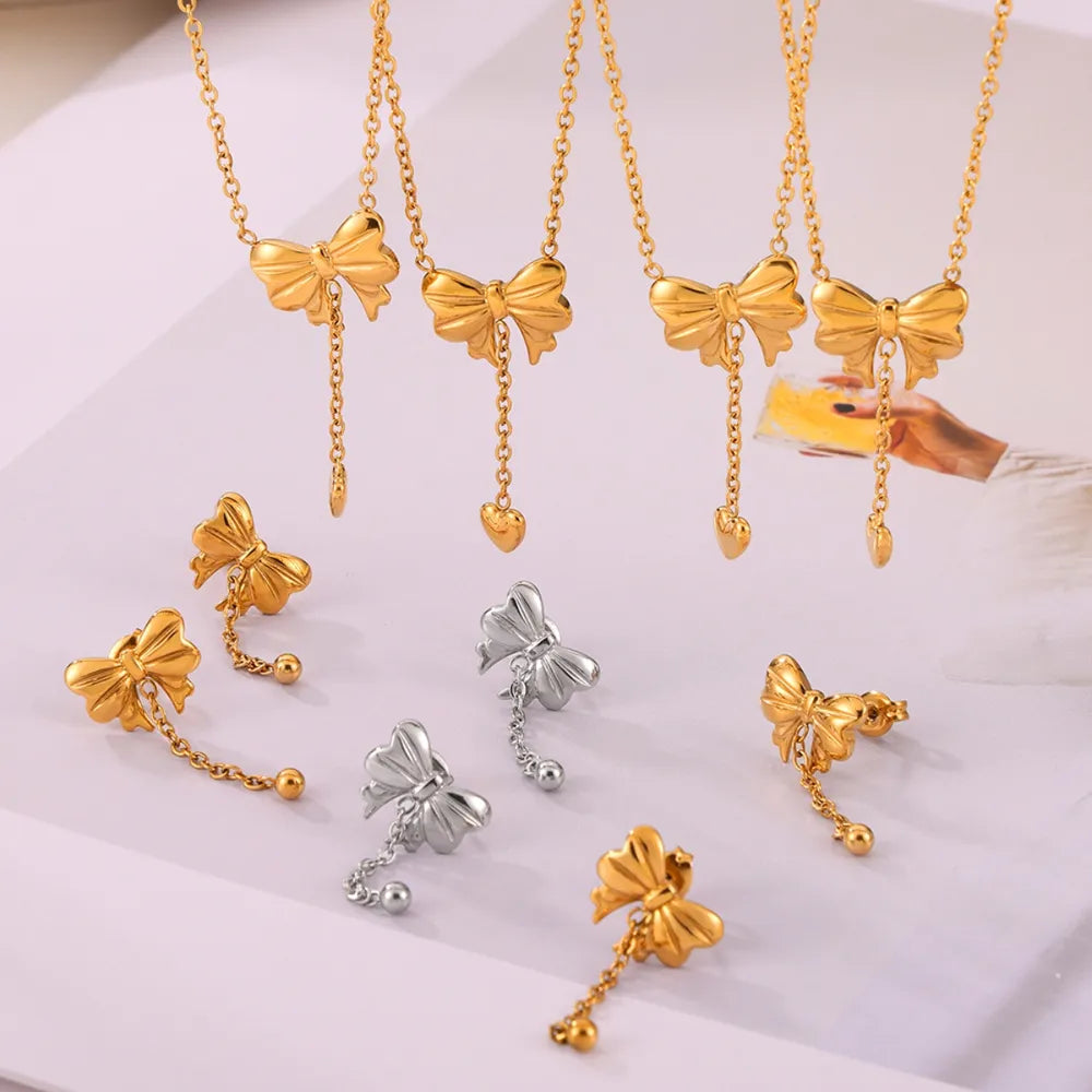 Titanium Steel Bow Earrings - V.I.P Digital Presence