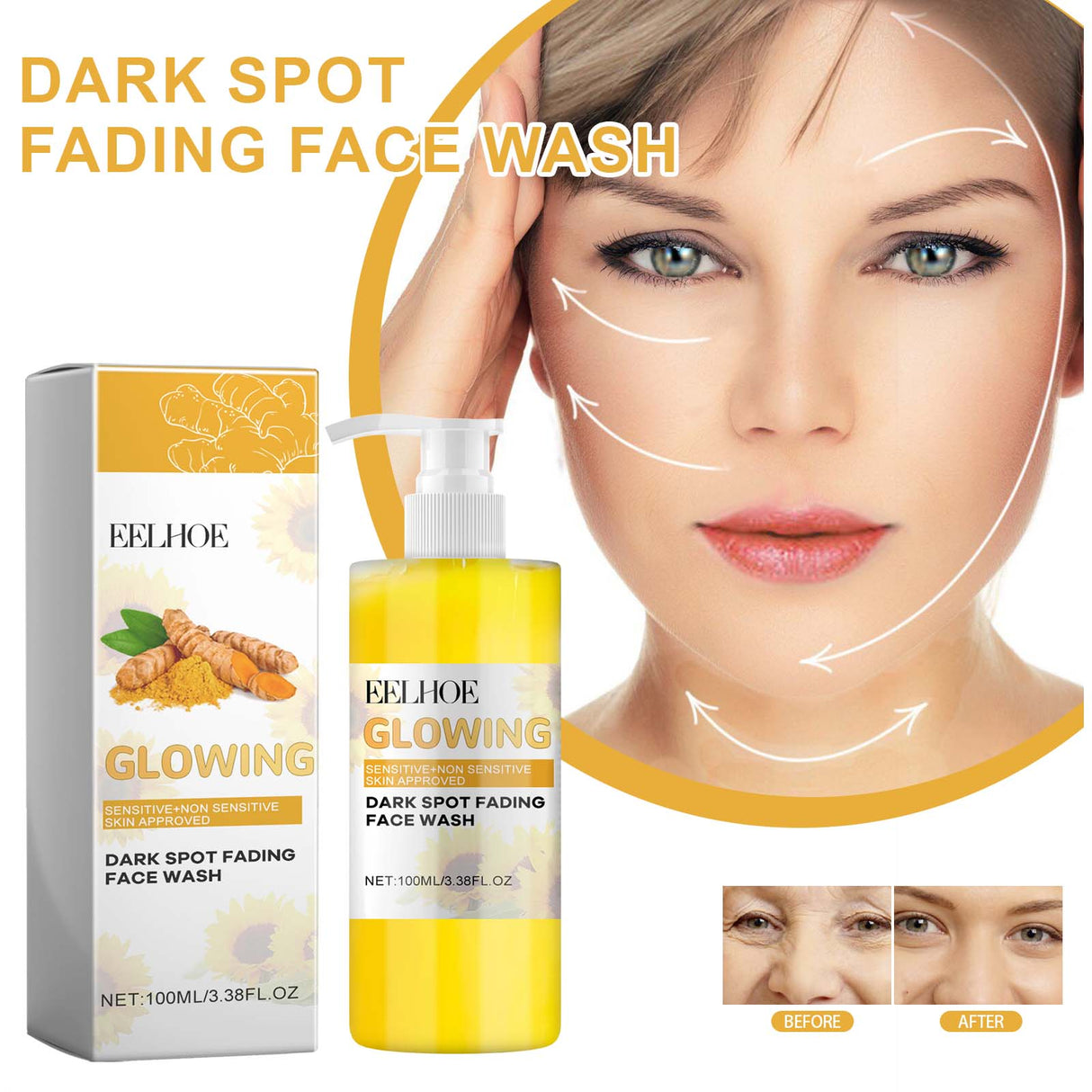 Turmeric Whitening Cleanser Deep Cleansing Face To Remove Makeup Refreshing And Non-Tight Turmeric Cleanser - V.I.P Digital Presence
