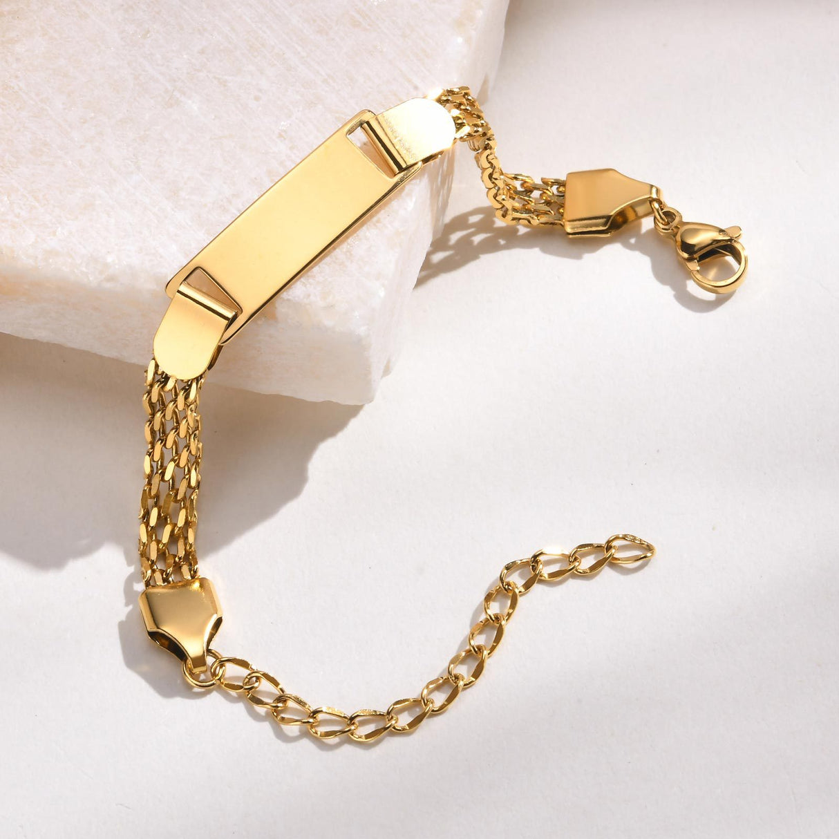 Stainless Steel Titanium Snake Chain Women's Bent Plate Bracelet, Children's Engravable DIY Bracelet with Custom Notes 01-24 - V.I.P Digital Presence