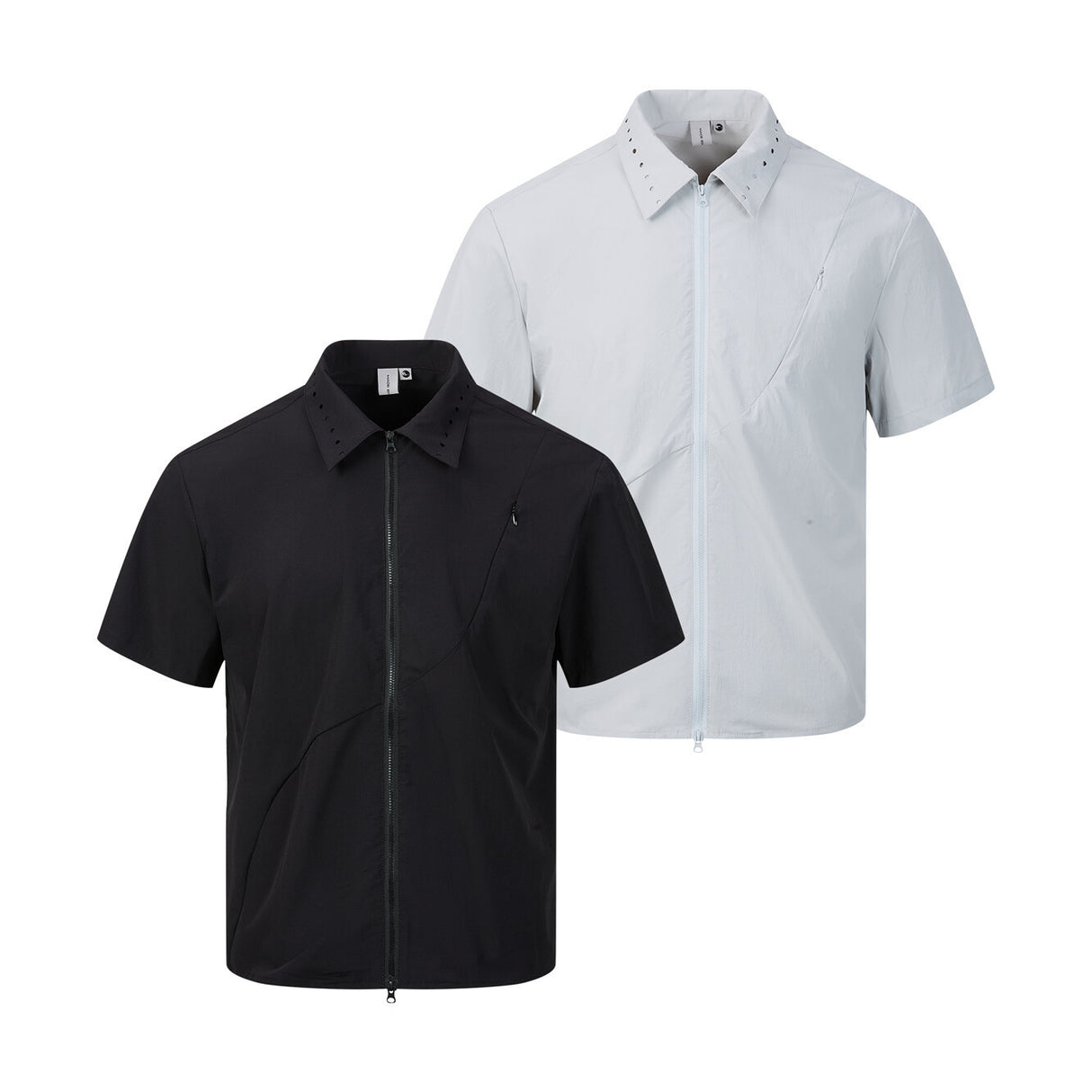 Zipper short sleeved shirt men's loose solid color shirt - V.I.P Digital Presence