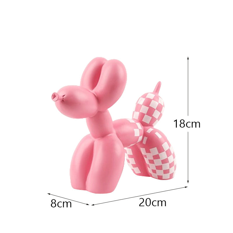 New black and white plaid balloon dog ornaments creative TV cabinet wine cabinet living room porch resin crafts - V.I.P Digital Presence