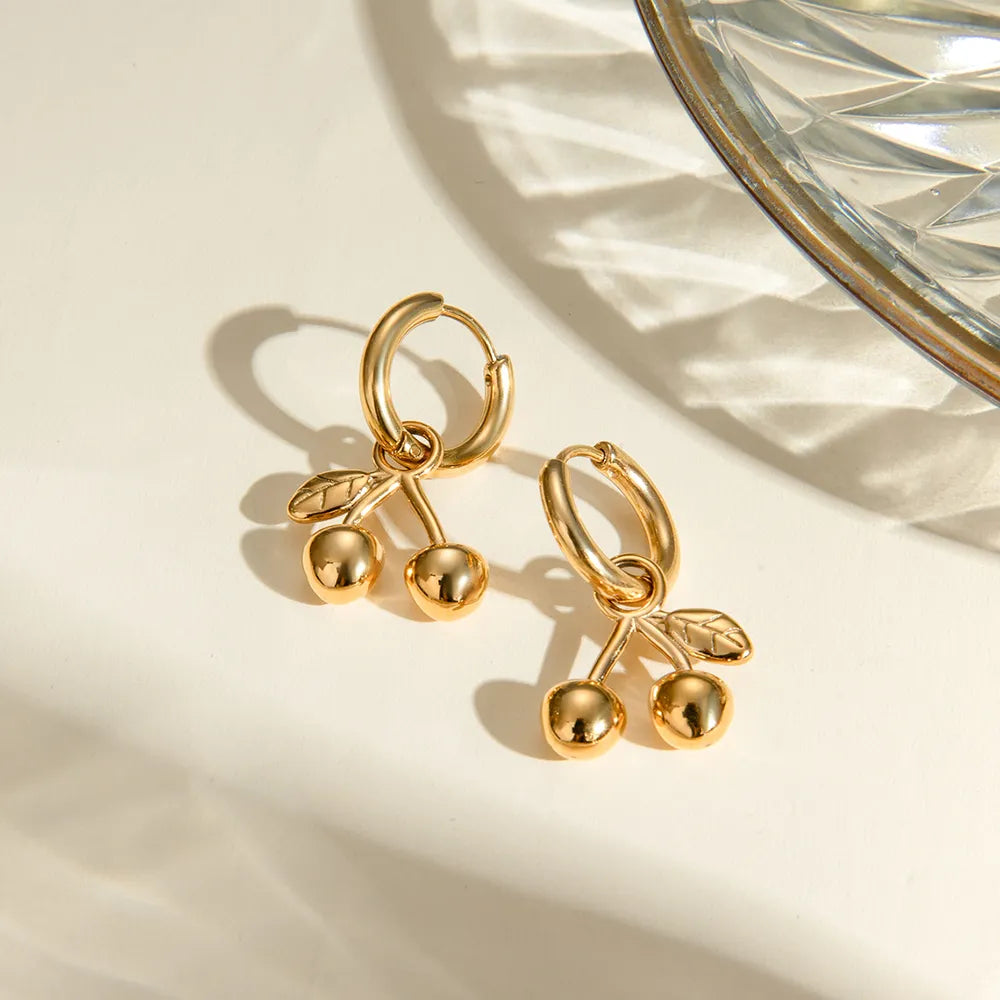 Stainless Steel Cherry Drop Earrings - V.I.P Digital Presence