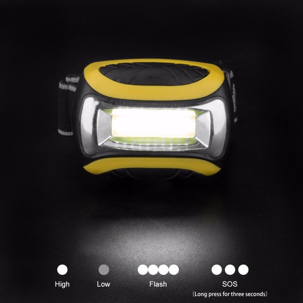 COB LED Headlamp Frontal 4 Mode Energy Saving Flashlight Linterna For Outdoor Sports Use AAA