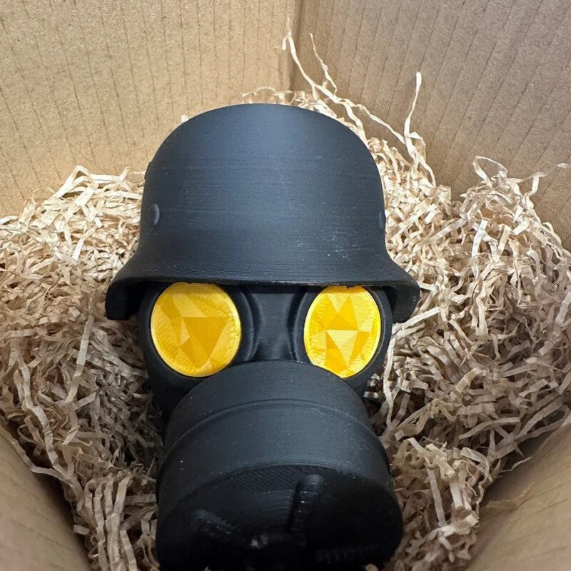 3D - printed trailer hitch cover with steel helmet and gas mask design. Protects the receiver tube from rusting. - V.I.P Digital Presence