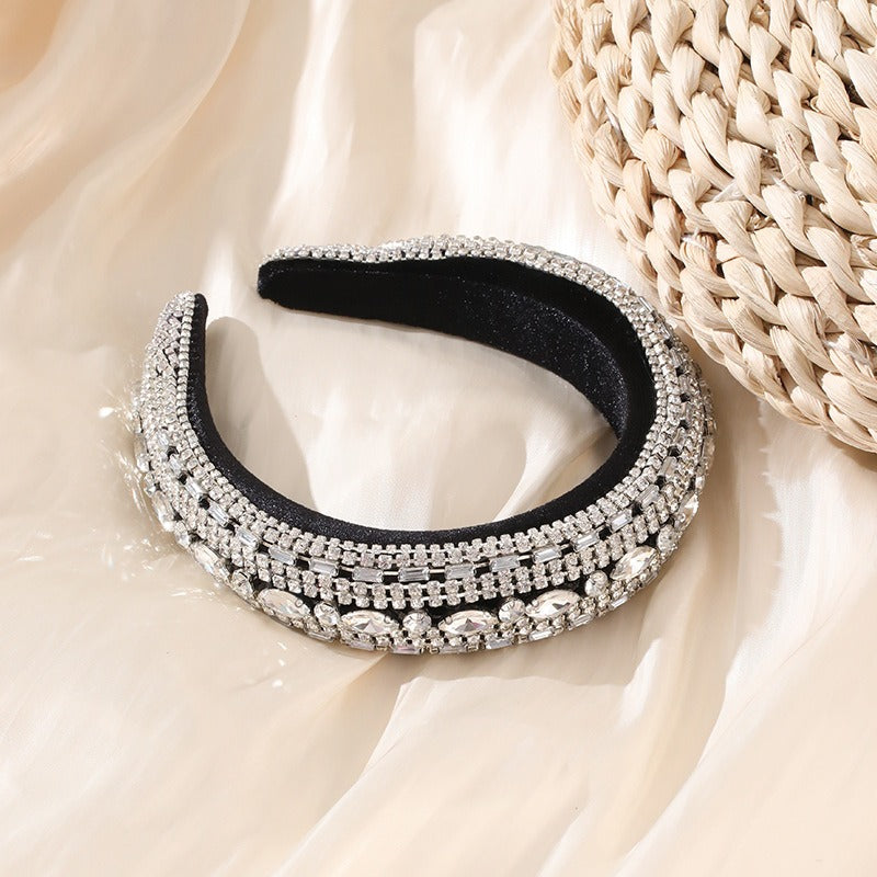 Fashionable colorful diamond sponge hair hoop women's wide brimmed Baroque hair accessories - V.I.P Digital Presence