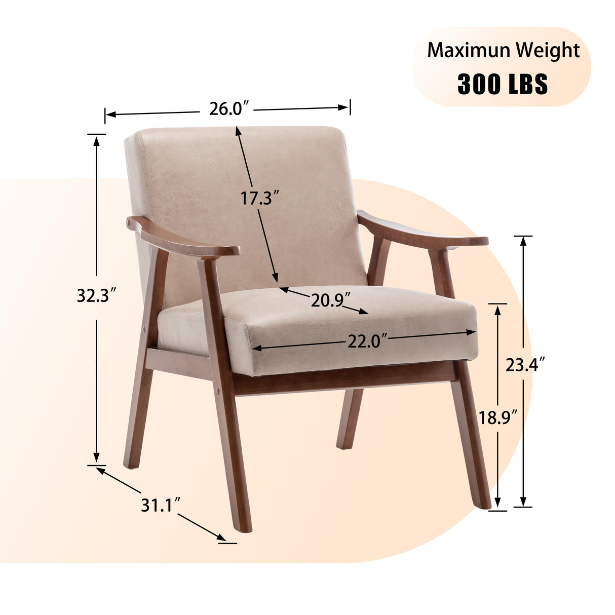 Solid wood frame living room chair, accent chair with thick backrest, casual chair Indoo - V.I.P Digital Presence