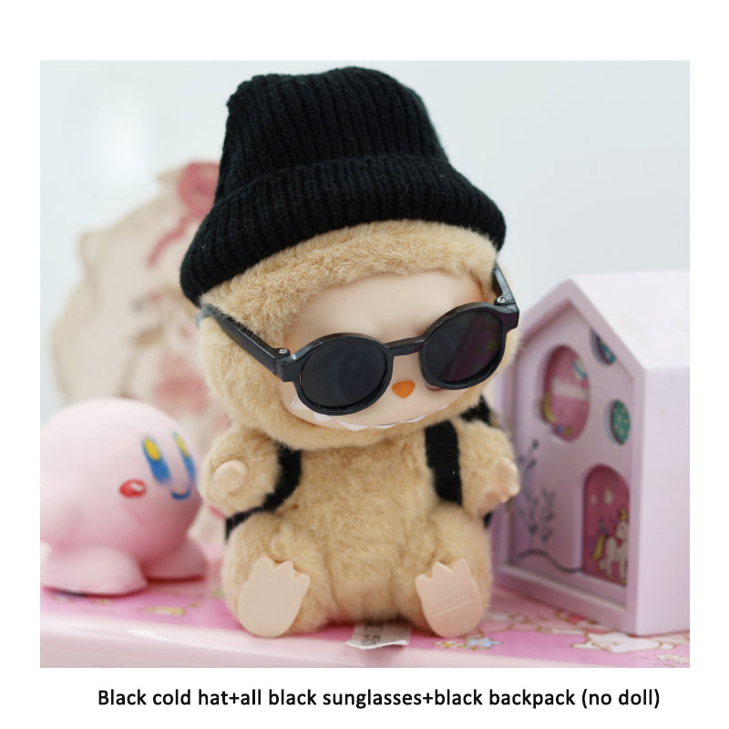 Accessories only Labubu Sitting Party Baby Clothes Black Cold Hat Sunglasses Backpack Trendy Set Labubu Accessories - V.I.P Digital Presence