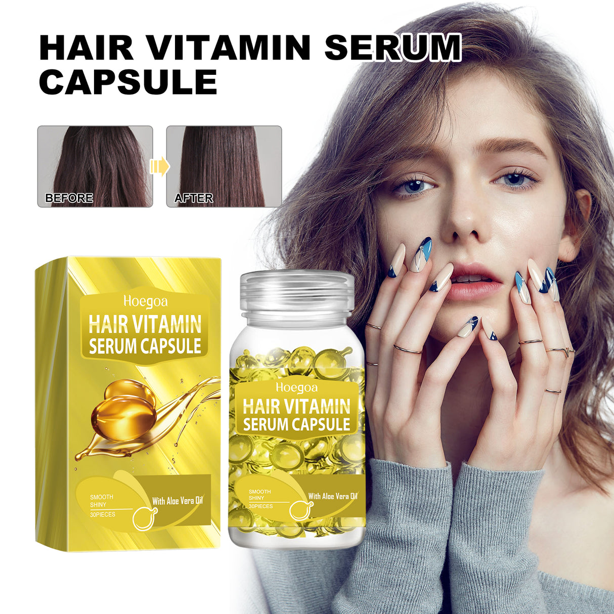 Yellow Hair Essential Oil Care Capsule Repair Scalp Dust, Moisturize And Protect Hair Soft And Shiny - V.I.P Digital Presence
