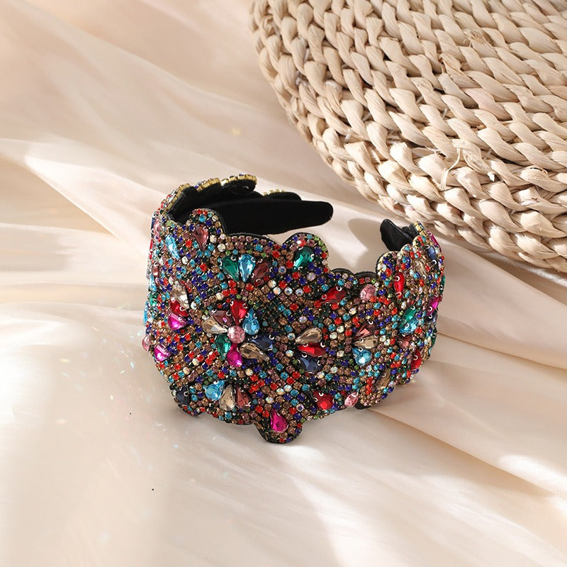 Full Sky Star Glass Diamond Wide Edge Vintage Hair Hoop - V.I.P Digital Presence