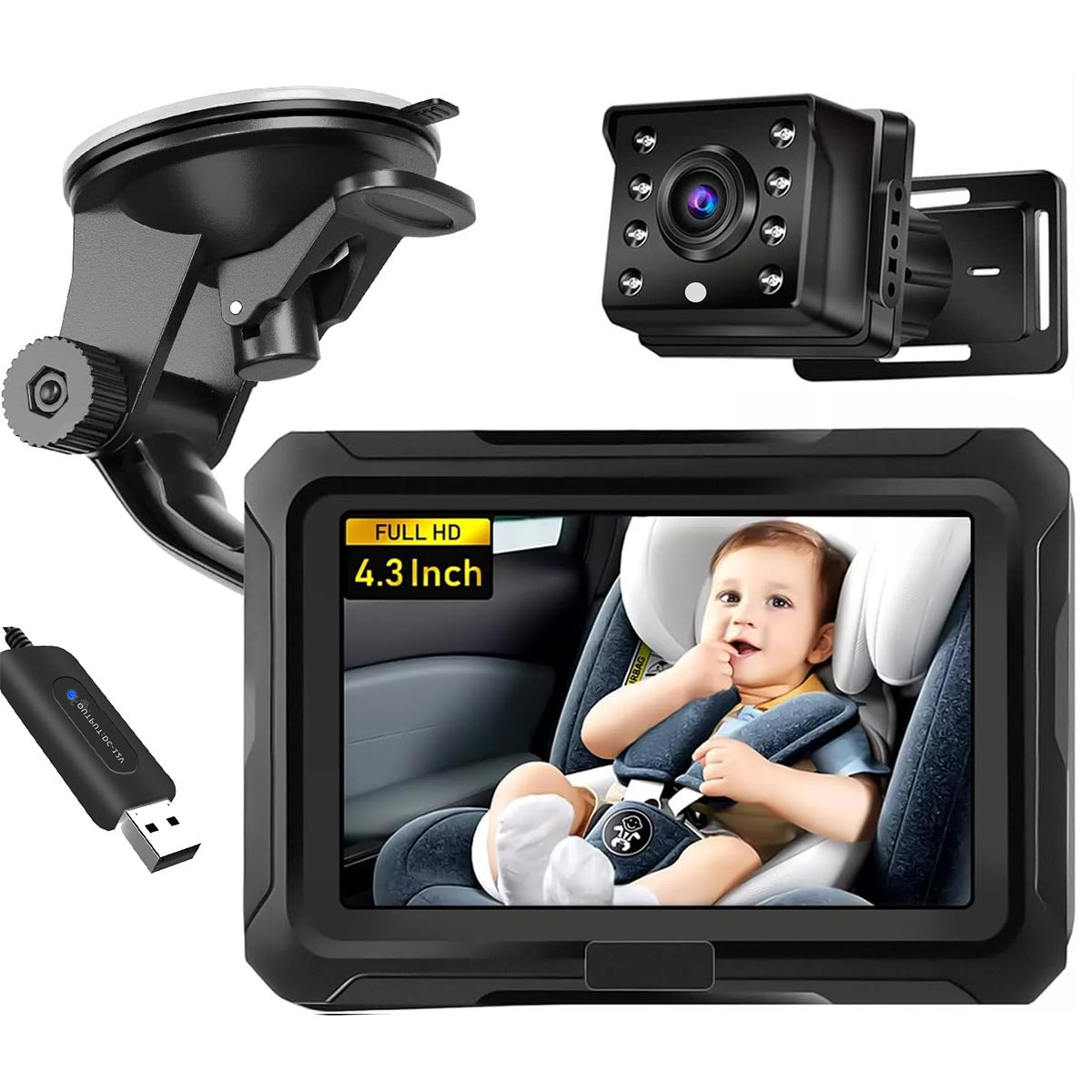4.3 inch private model HD 1080P car baby monitor car baby mirror - V.I.P Digital Presence