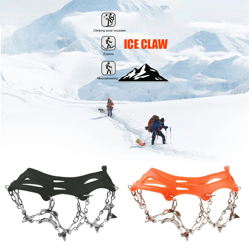 1 Pair Outdoor Climbing Non-slip Ice Snow Grippers 13 Teeth Spike Cleats Crampons for Family Outdoor Camping Accessories - V.I.P Digital Presence