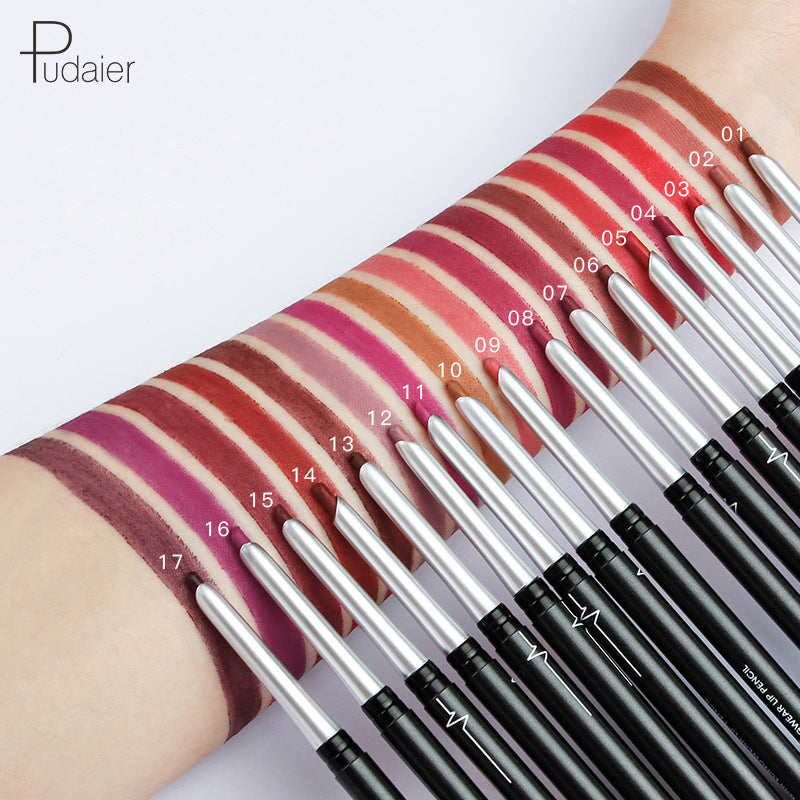 Pudaier Stereo Matte 17 Color Lip Liner Pen Automatically Do Not Faint Eye Shadow Eyeliner Lipstick Red Lipstick - V.I.P Digital Presence