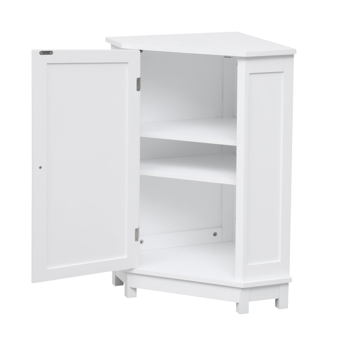 White Bathroom Cabinet Triangle Corner Storage Cabinet with Adjustable Shelf Modern Style MDF Board - V.I.P Digital Presence