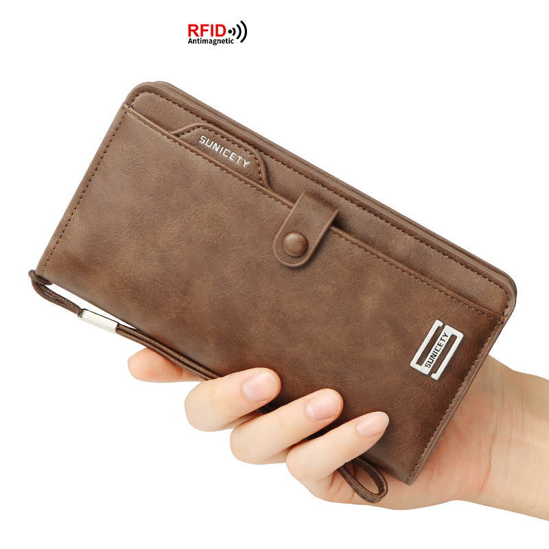Anti Theft Brush New Large Capacity Long Men's Business Wallet Zipper Multi-Functional Mobile Phone Bag - V.I.P Digital Presence