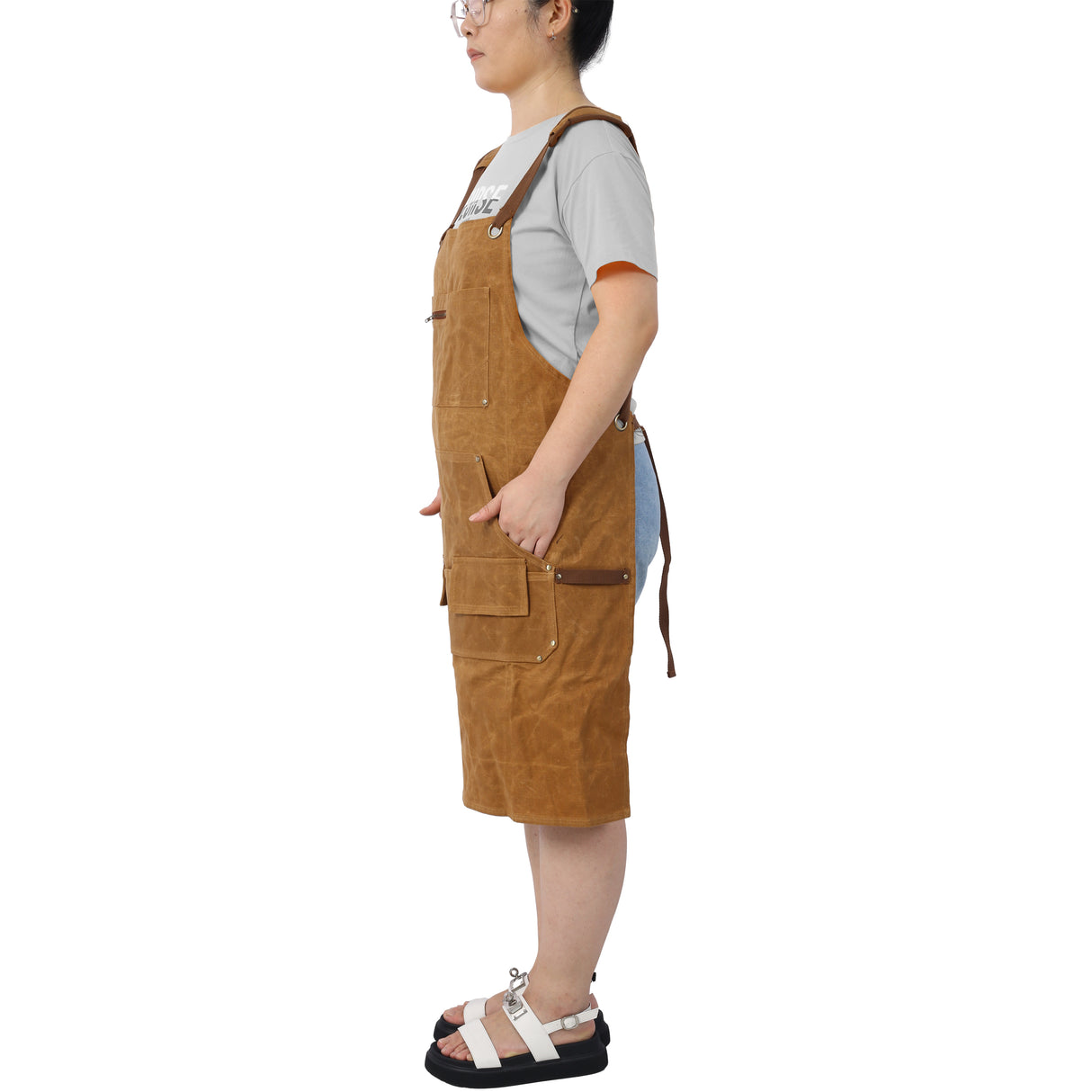 Long heavy-duty waxed canvas tool apron, carpenter apron, carpenter waterproof 18 ounces, fully adjustable - V.I.P Digital Presence