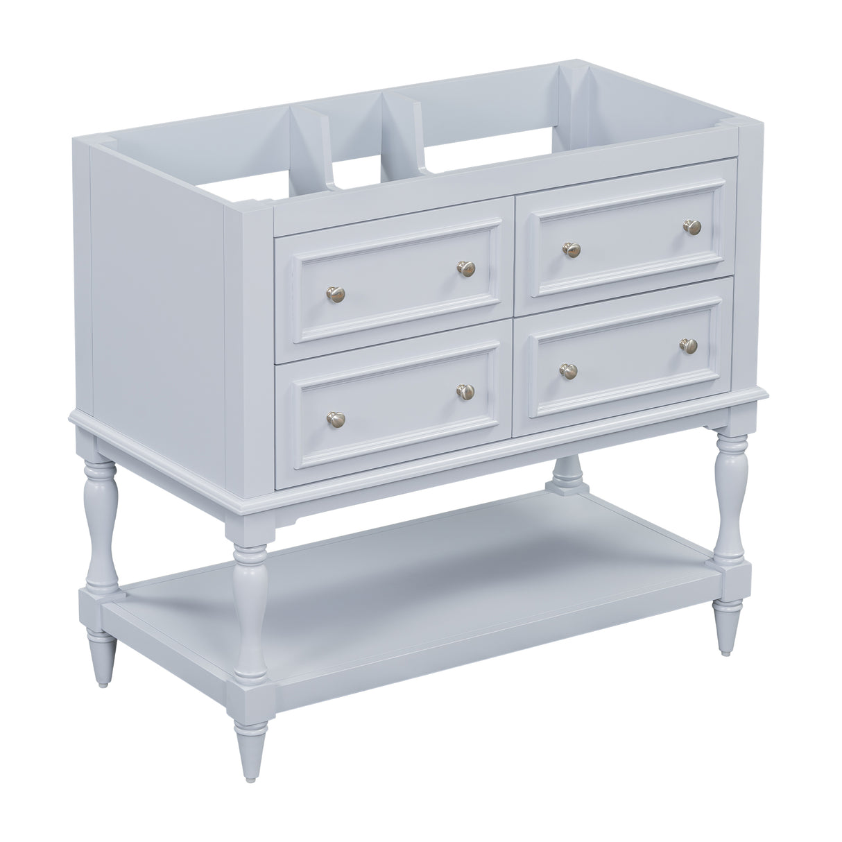 36" Bathroom Vanity Cabinet without Sink Standing Vanity Set with 4 Drawers& Soft Closing Doors Blue (NOT INCLUDE BASIN SINK) - V.I.P Digital Presence