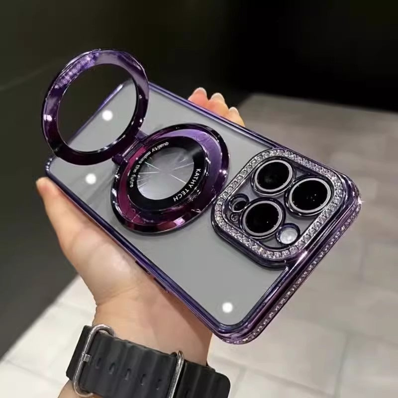 Water diamond gradient glitter suitable for iPhone 15 phone case magnetic bracket Apple 14 ProMax - V.I.P Digital Presence