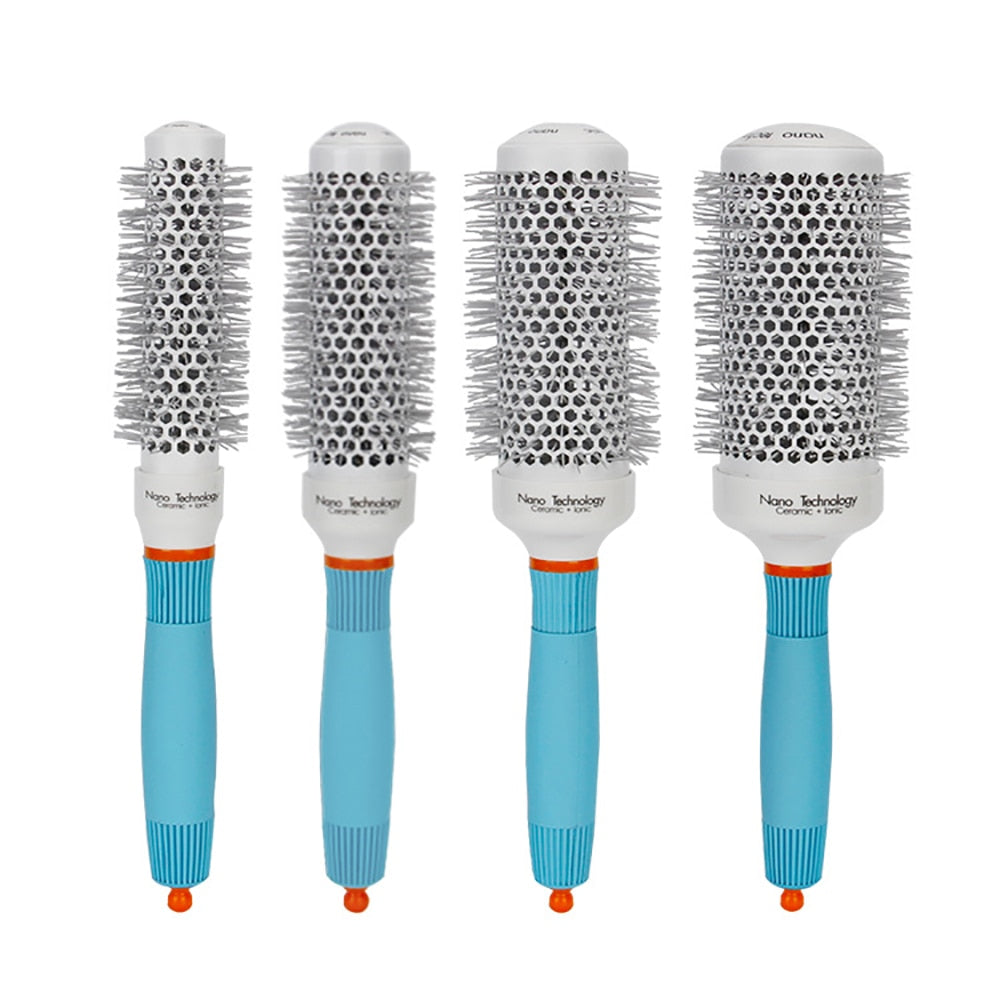Professional Round Blue Hair Brush Ceramic Ion Hairbrush Comb Fashion Salon Hair Styling Tools - V.I.P Digital Presence