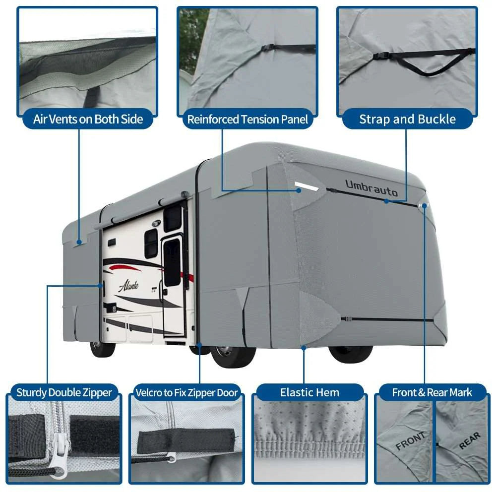 Umbrauto Class A RV Cover Upgraded Heavy Duty 7 Layers Top Windproof Breathable Class A Motorhome Camper Cover,Grey - V.I.P Digital Presence