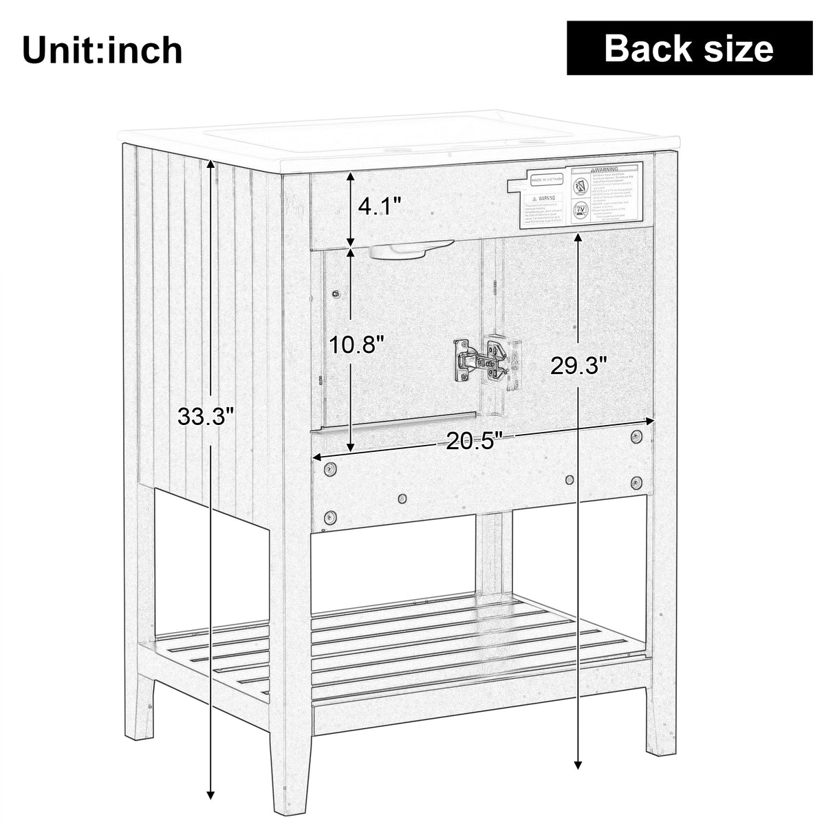 24" Black Modern Sleek Bathroom Vanity Elegant Ceramic Sink with Solid Wood Frame Open Style Shelf - V.I.P Digital Presence