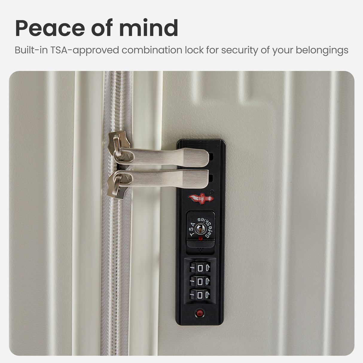 Luggage Set 4 pcs (20"/24"/29"/Travel Bag), PC+ABS Durable Lightweight Luggage with Collapsible Cup Holder、 TSA Lock, White