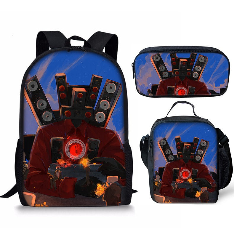 New 3PC-SET Skibidi Toilet Man Backpack Custom Game Peripheral Schoolbags For Primary Secondary School Teenage - V.I.P Digital Presence
