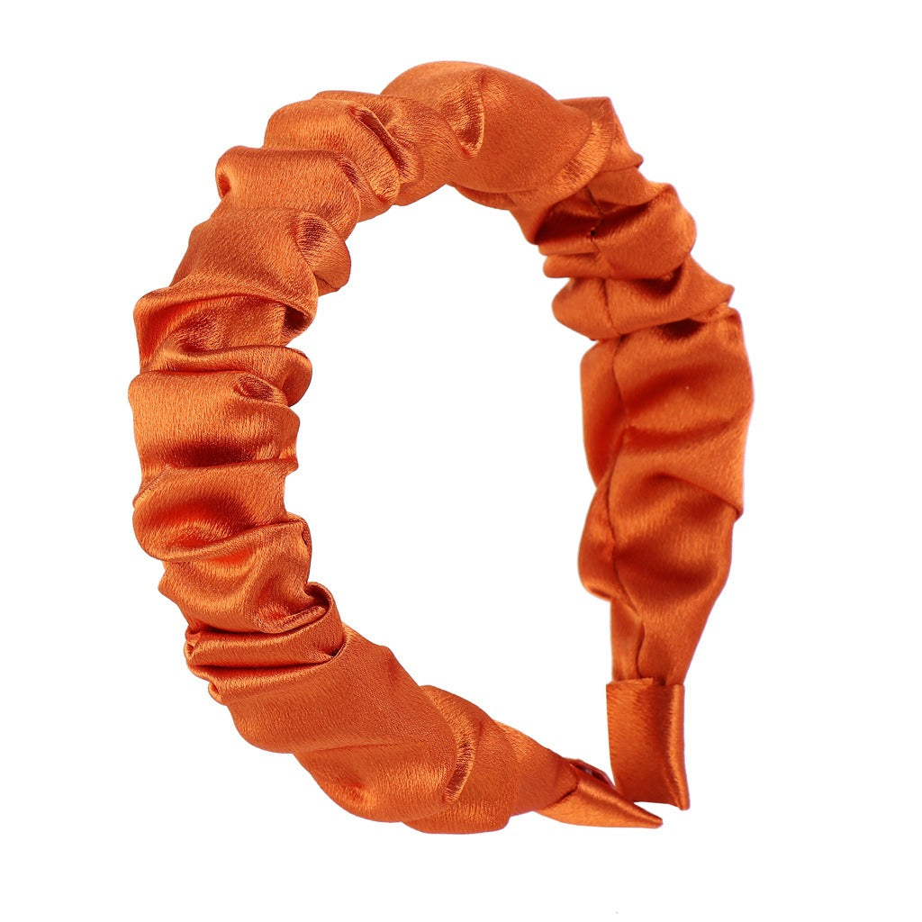 Multi color retro solid satin pleated hair compression headband - V.I.P Digital Presence