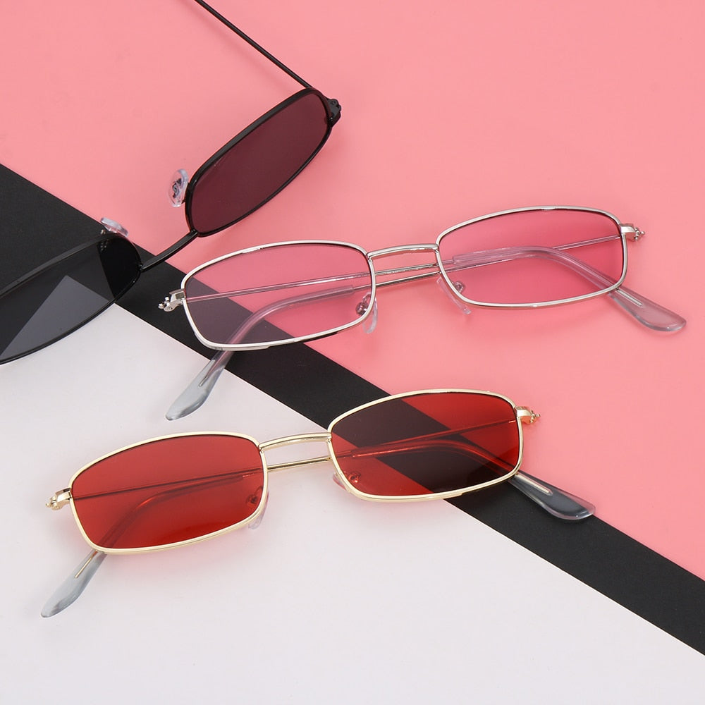 Candy Colors Metal Frame Rectangle Sunglasses Small Retro Shades UV400 Sun Glasses for Men Women Driving Eyewear Summer Goggles - V.I.P Digital Presence