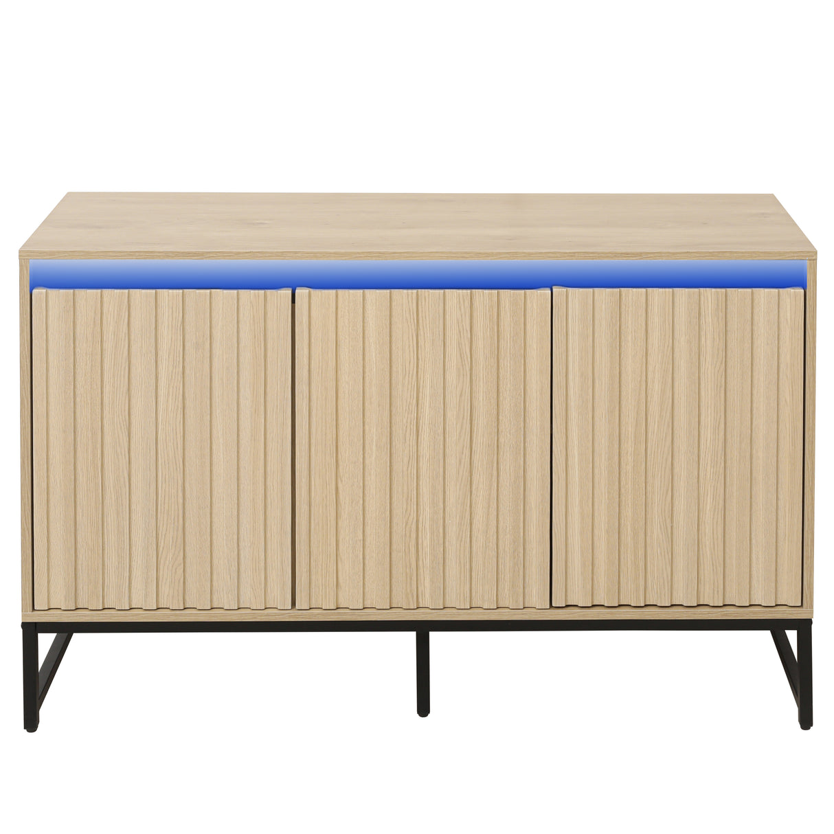 Engraved 3-door side panel with LED, self-service cabinet storage cabinet, modern coffee bar cabinet with adjustable shelf - V.I.P Digital Presence