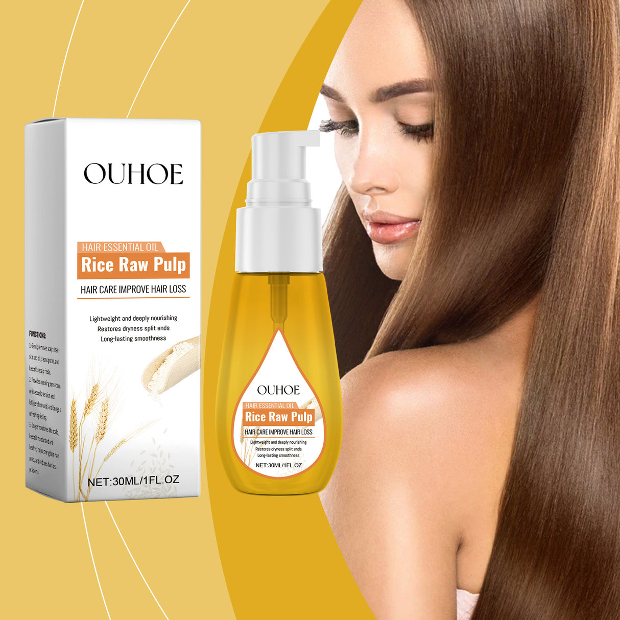 Rice Wash Water Hair Care Oil Repair Hair End Moisturizing Hair Natural Fluffy, Smooth And Glossy Hair Care Essential Oil - V.I.P Digital Presence