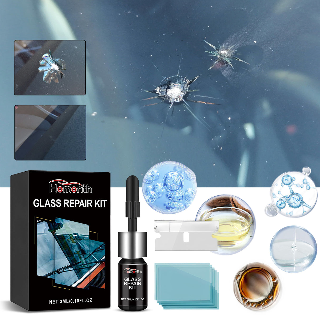 Glass Repair Kit, Auto Glass Cracks And Scratches Multi-Functional Adhesive Repair Solution - V.I.P Digital Presence