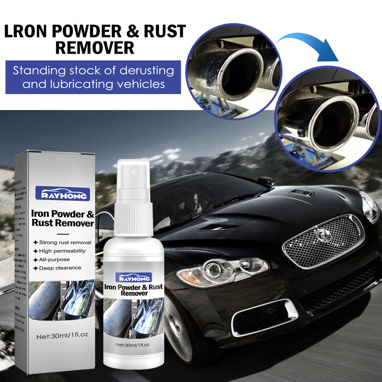 Lron Powder & Rust Remover, Multi-Functional Metal Rust Remover For Automobile And Motorcycle Exhaust Pipe Rust Renovation Maintenance - V.I.P Digital Presence