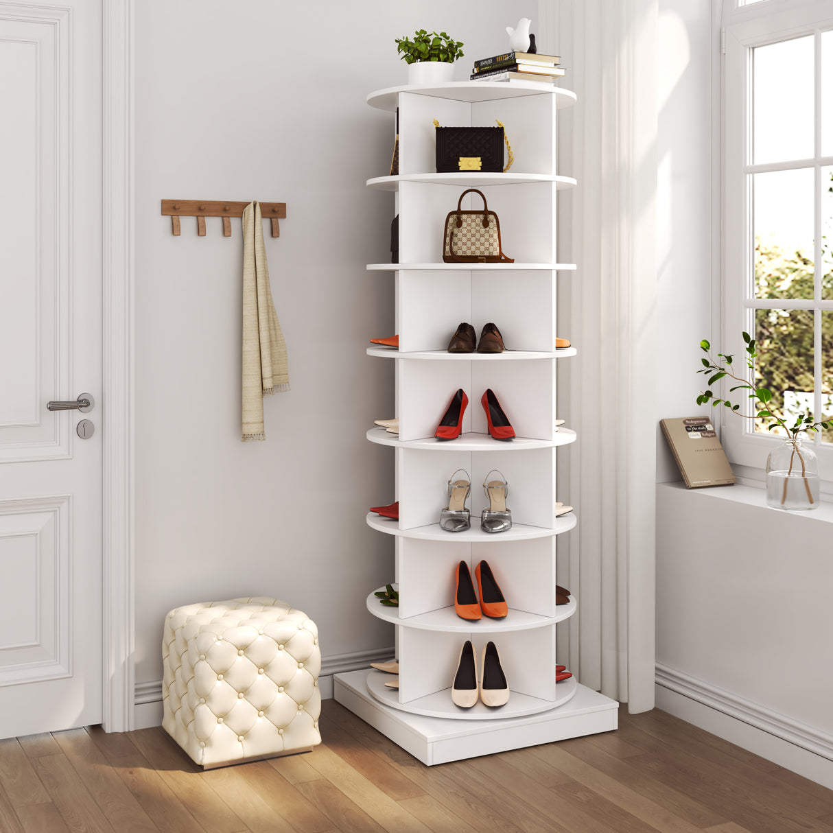 new 360 Rotating shoe cabinet 7 layers Holds Up to 28 Paris of Shoes - V.I.P Digital Presence