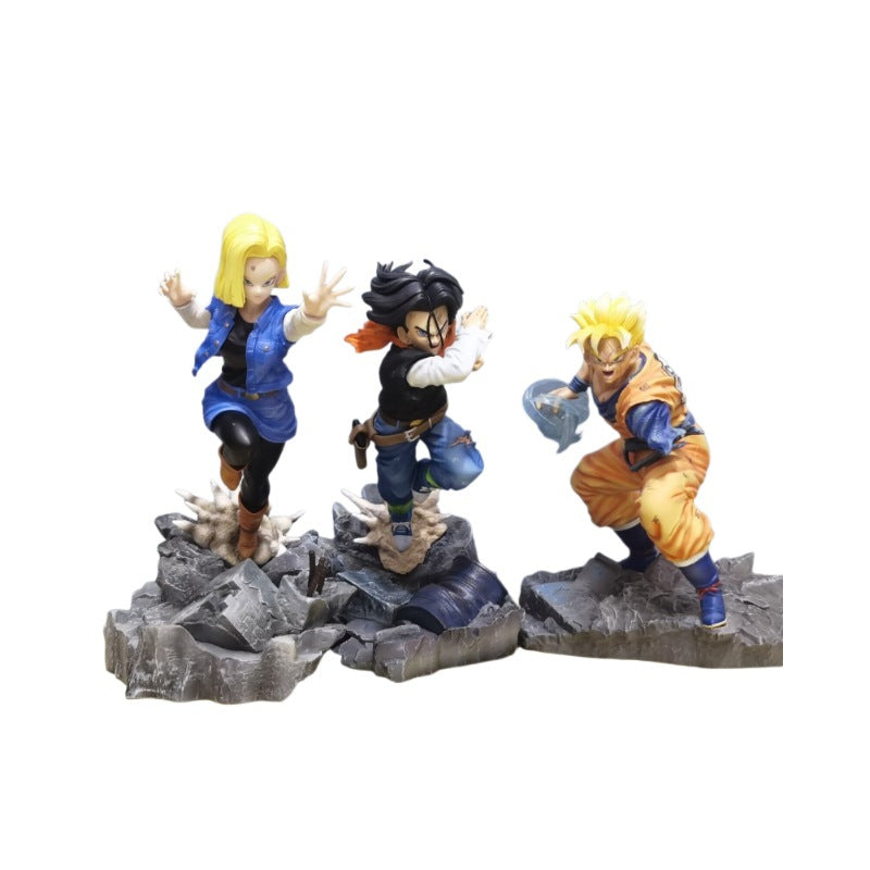 Figura de Dragon Ball n.° 17 y n.° 18, brazo cortado, guerrero futuro Wufan, figura de anime Wufan