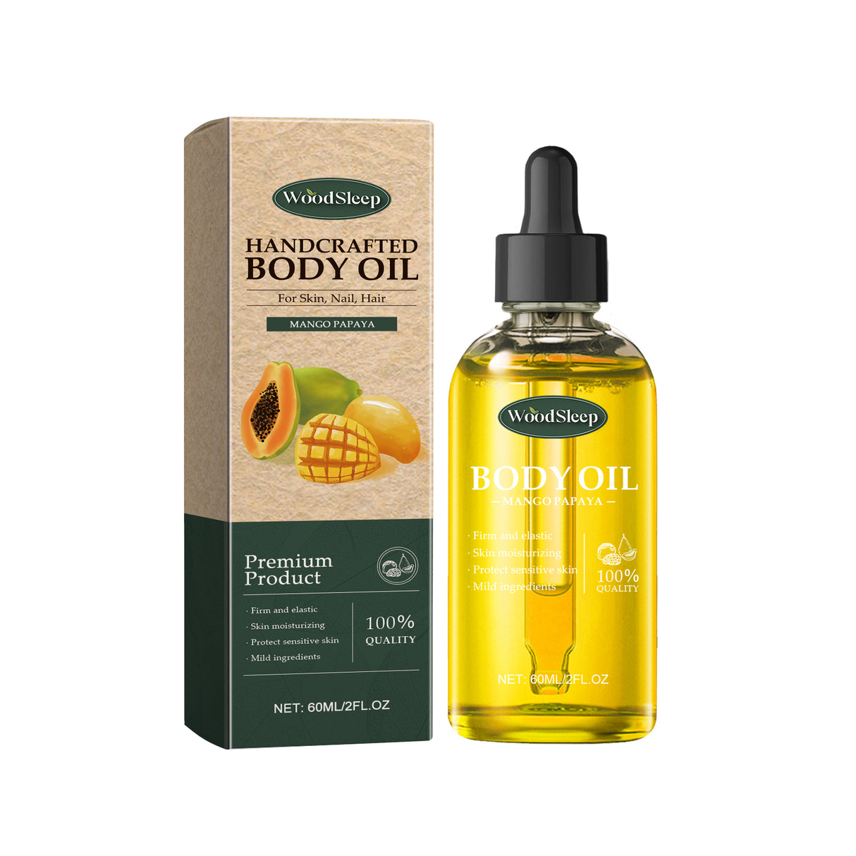 Woodsleep Handmade Papaya And Mango Body Oil Nourishes, Caress And Massages All Over The Skin