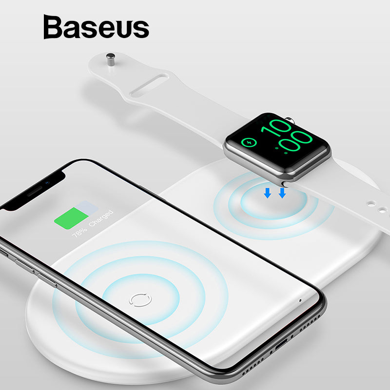Baseus 2 in 1 Wireless Charger Pad For Apple Watch iPhone X Xs Max XR Desktop Fast Wireless Charging Charger Born for Apple Fans - V.I.P Digital Presence