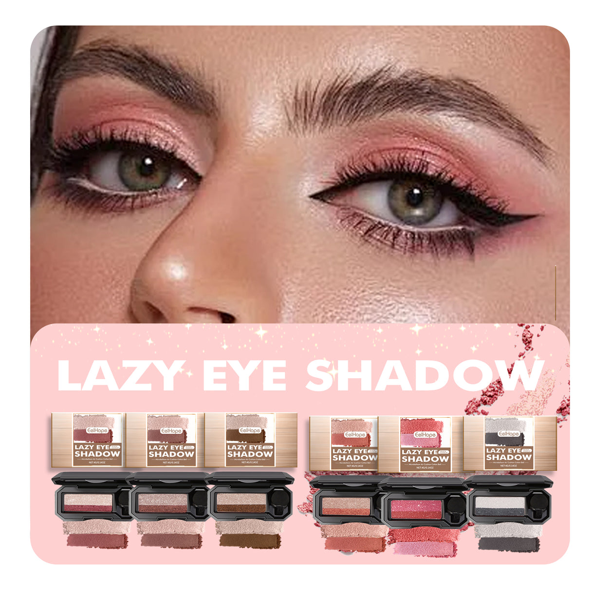 Lazy Eye Shadow, Natural Development Pearlescent Matte Beginner Daily Makeup Glitter Eyeshadow - V.I.P Digital Presence