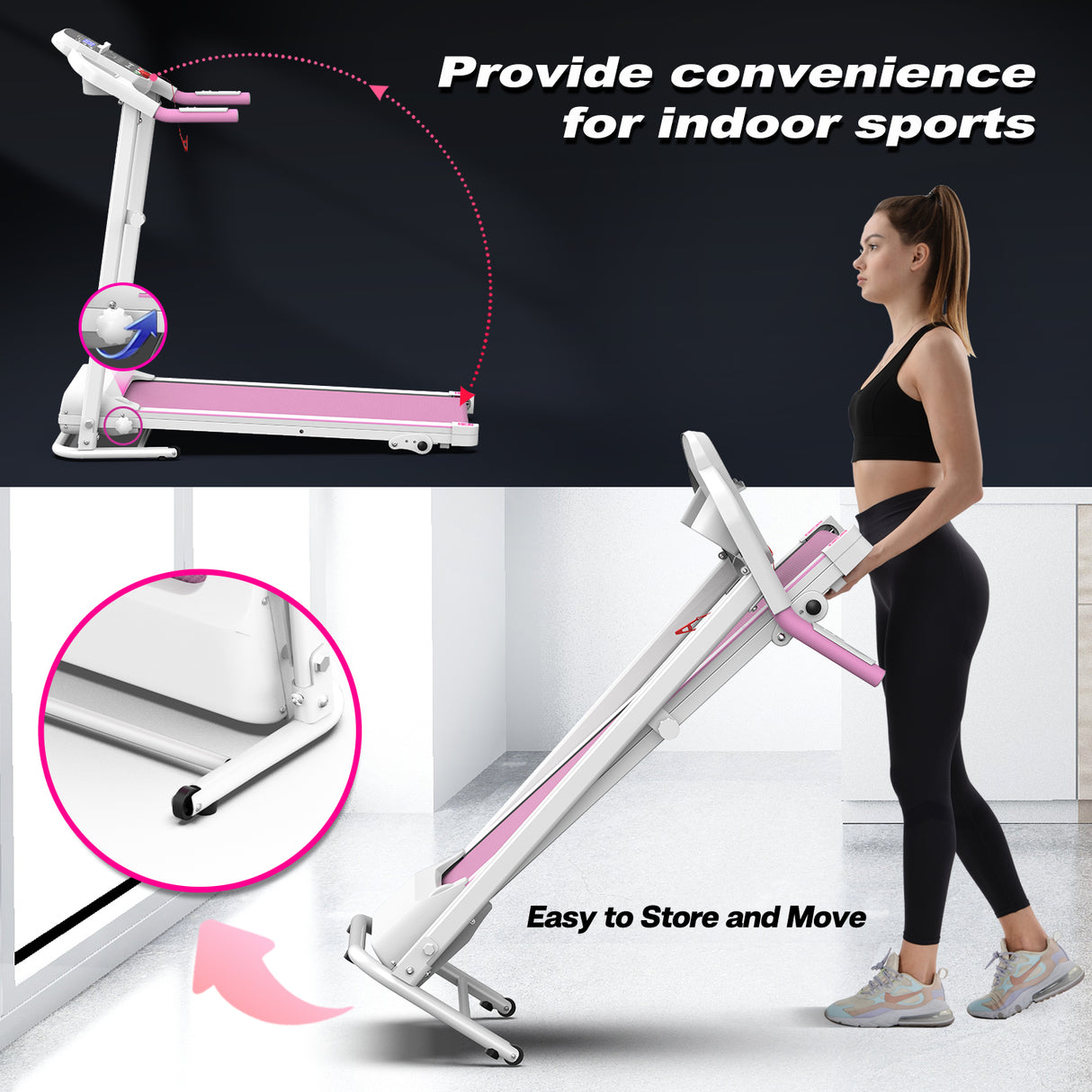 Foldable Treadmill 2.5HP Electric Folding Treadmill Running Walking Machine for Home Gym, Max 265 LBS Weight Capacity - V.I.P Digital Presence