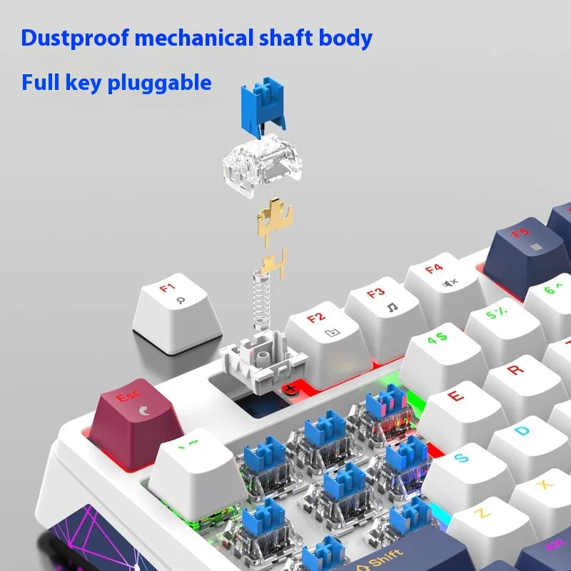 XUNFOX K85 wired mechanical keyboard for esports games, hot swappable desktop computer for office and home use, illuminated USB - V.I.P Digital Presence