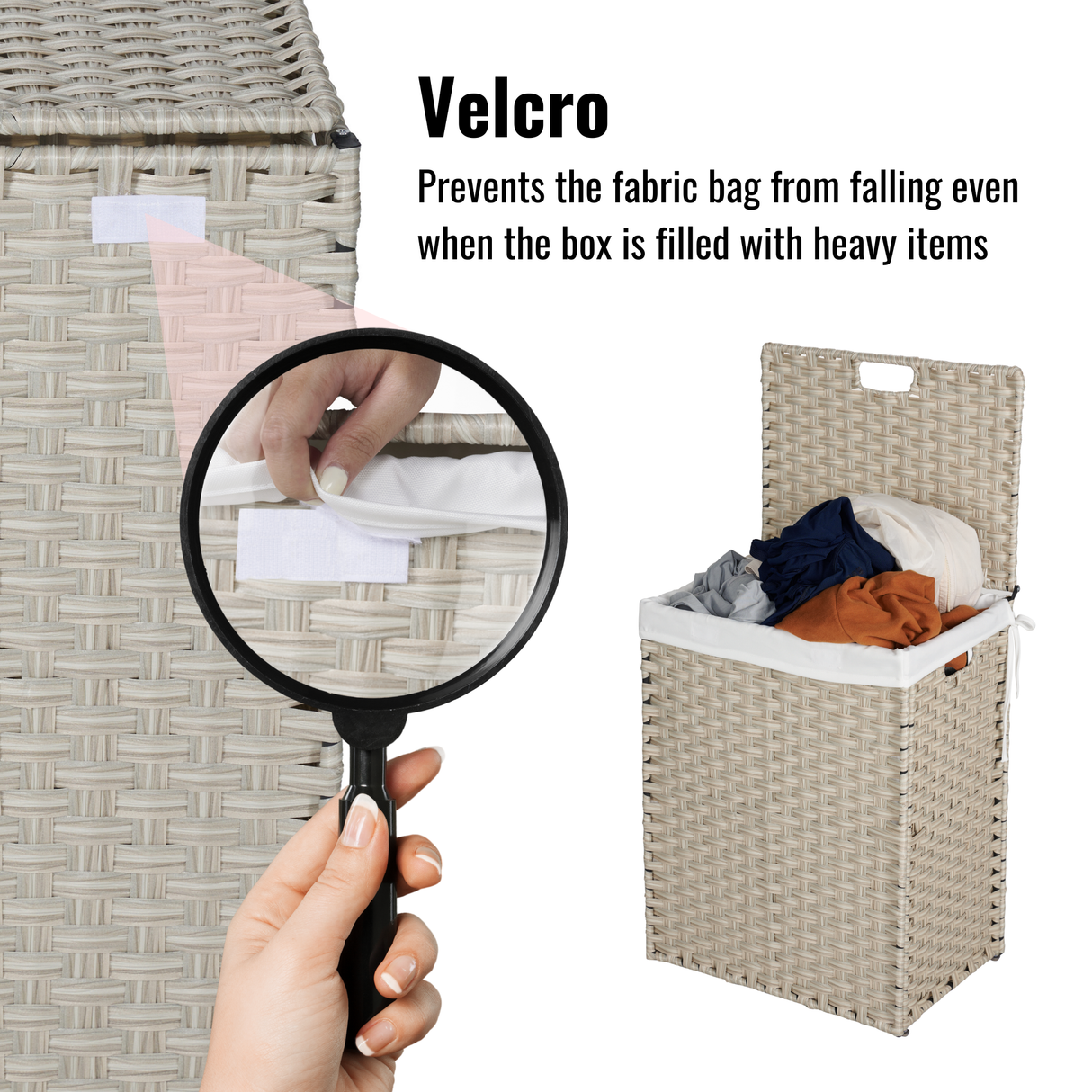 Laundry Hamper With Lid PE Rattan Powder Coating Frame Clothes Hampers with 02 Removable Bags, 100L, Grey Color - V.I.P Digital Presence