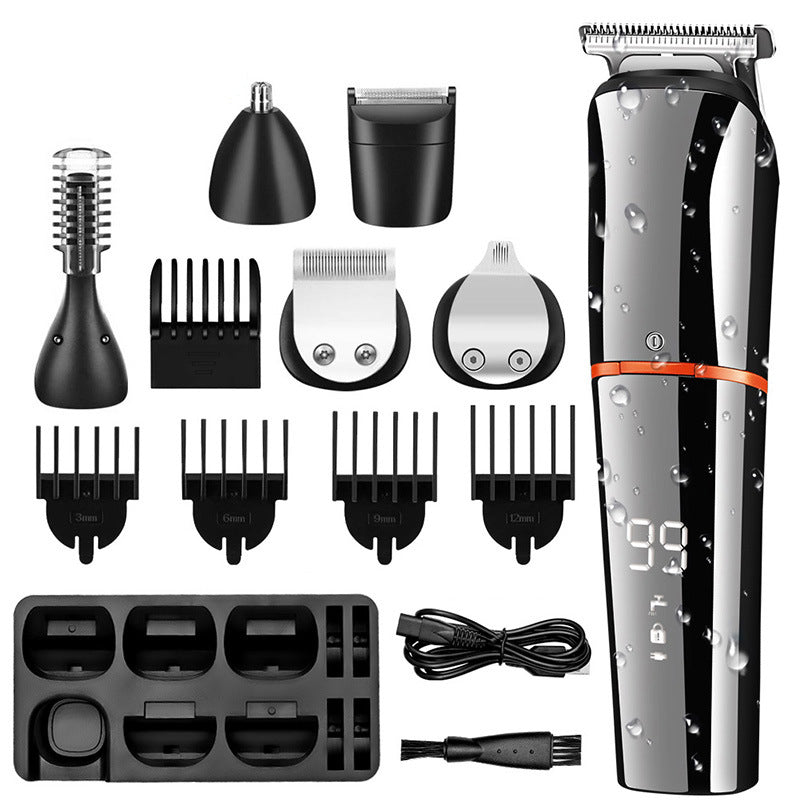 New 6 in 1 Multifunctional Hair Clippers Electric Hair Clippers Rechargeable Water Wash LCD Digital Display Haircutting Set - V.I.P Digital Presence