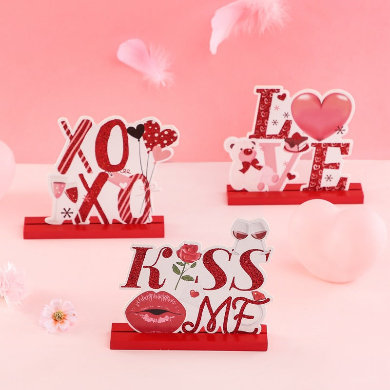 Valentine's Day Love Valentine's Day desktop wooden crafts DIY cute ornaments - V.I.P Digital Presence