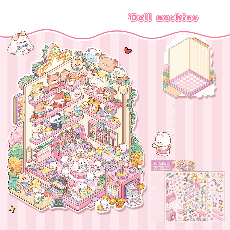 Landscape stickers large 3D stereoscopic scene collage miniature scene ledger stickers DIY stickers